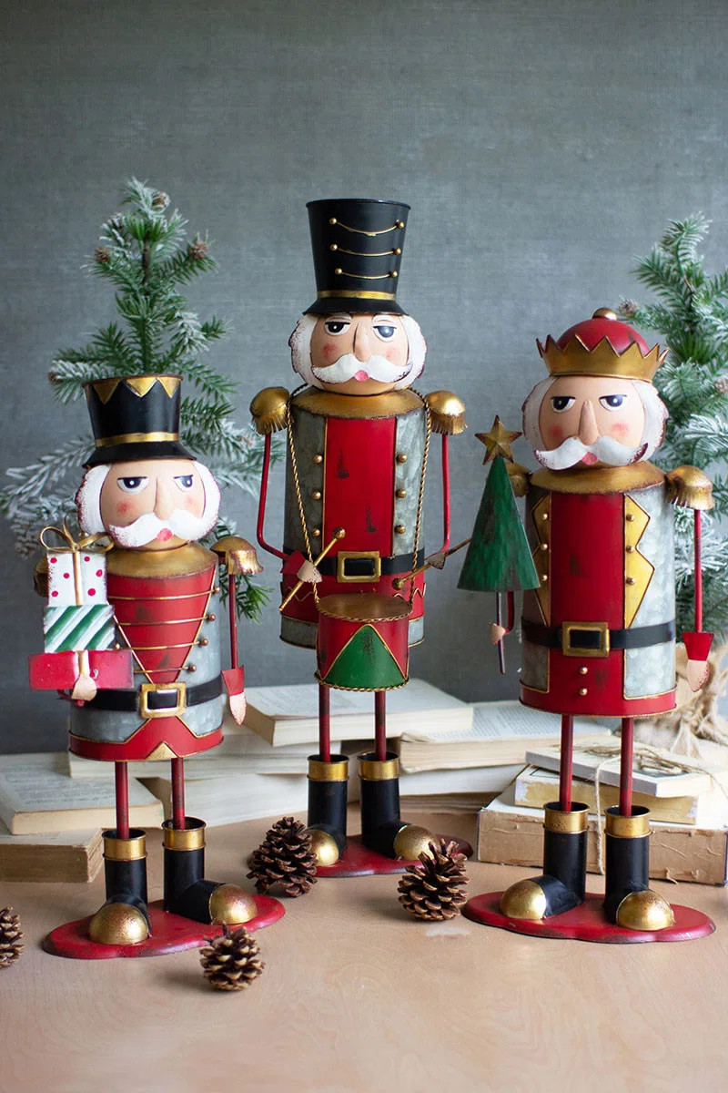 Painted Metal Nutcrackers – Festive Christmas Figures, Set of Three | Wayfair North America