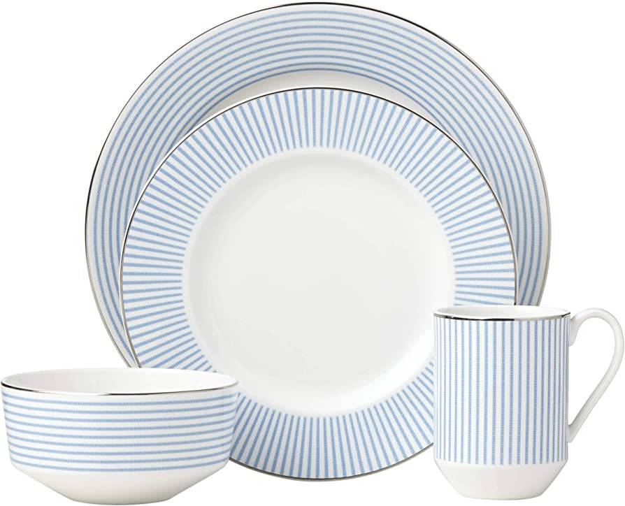 KATE SPADE Laurel Street 4-piece Place Setting, 5.8 LB, Blue | Amazon (US)