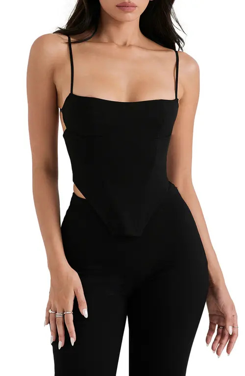 HOUSE OF CB Sophia Corset Top in Black at Nordstrom, Size Medium D | Nordstrom