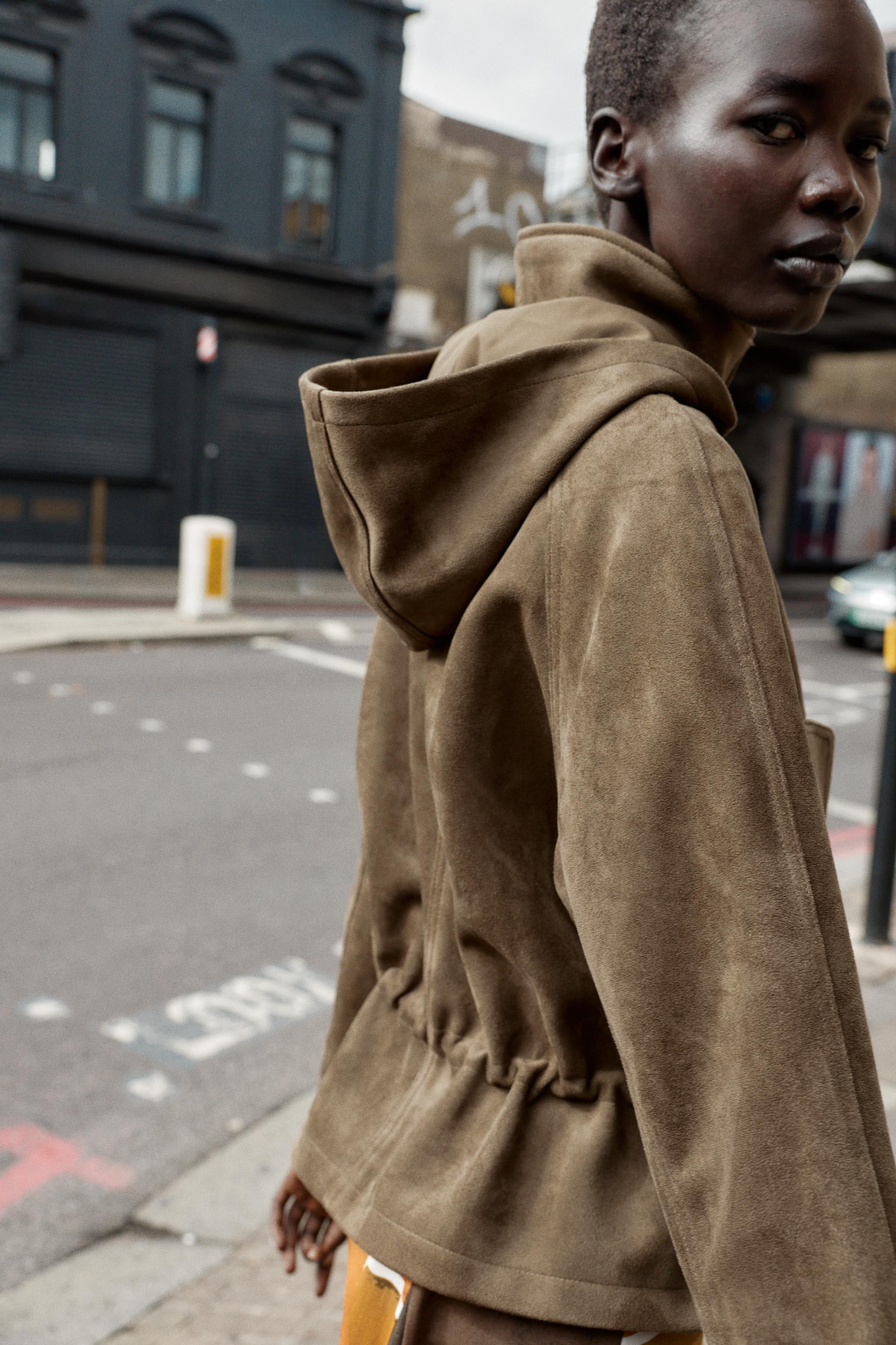 HOODED FAUX SUEDE JACKET | Zara US