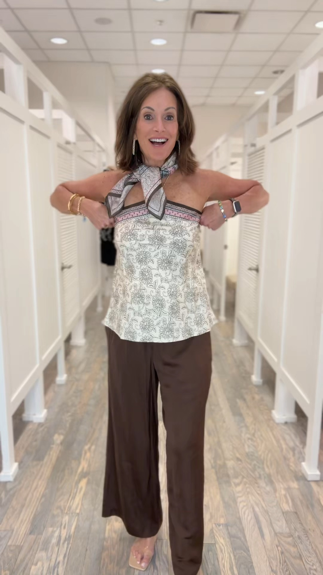 Satin halter top - medium 
Satin pull on pants - size medium regular 

Date night
Vacation outfit 
Spring outfit 


#LTKMidsize #LTKSaleAlert