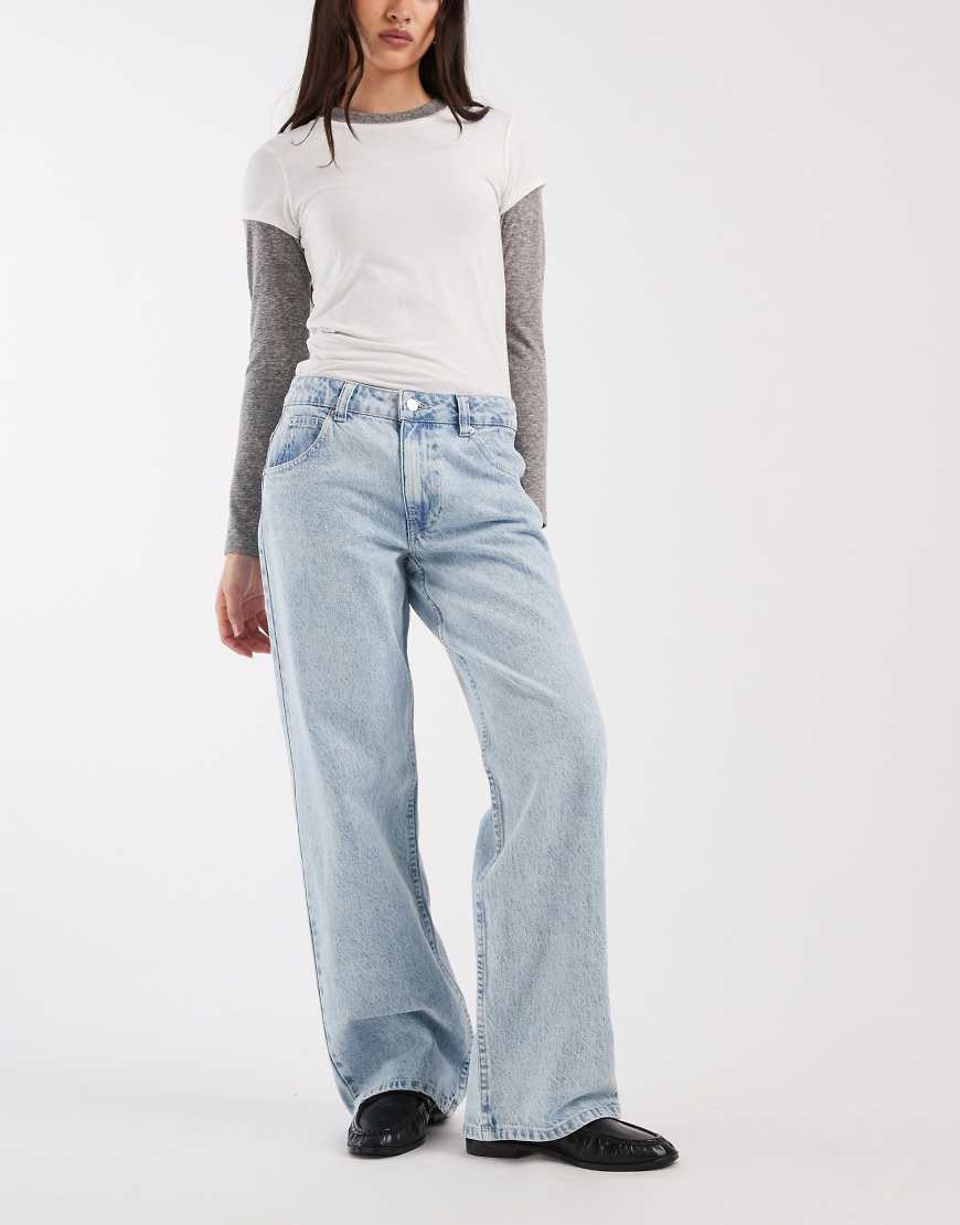 ASOS DESIGN low rise baggy jeans in acid wash-Blue | ASOS (Global)