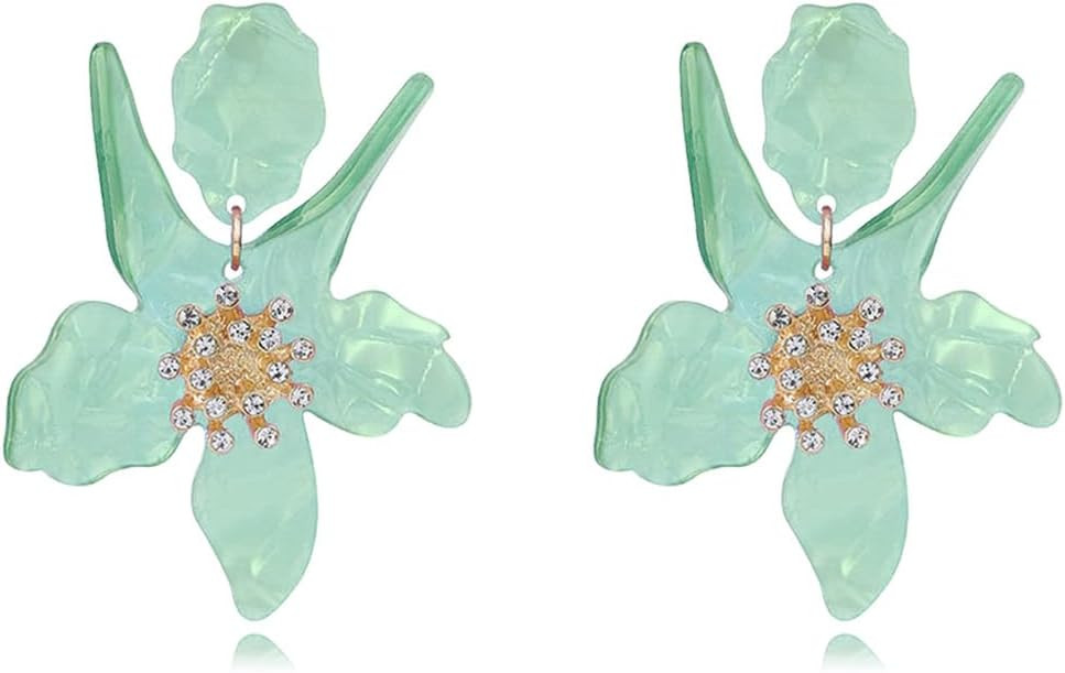 Flower Earrings for Women Trendy Chic Bohemian Unique Large Resin Acrylic Flower floral Dangle Dr... | Amazon (US)