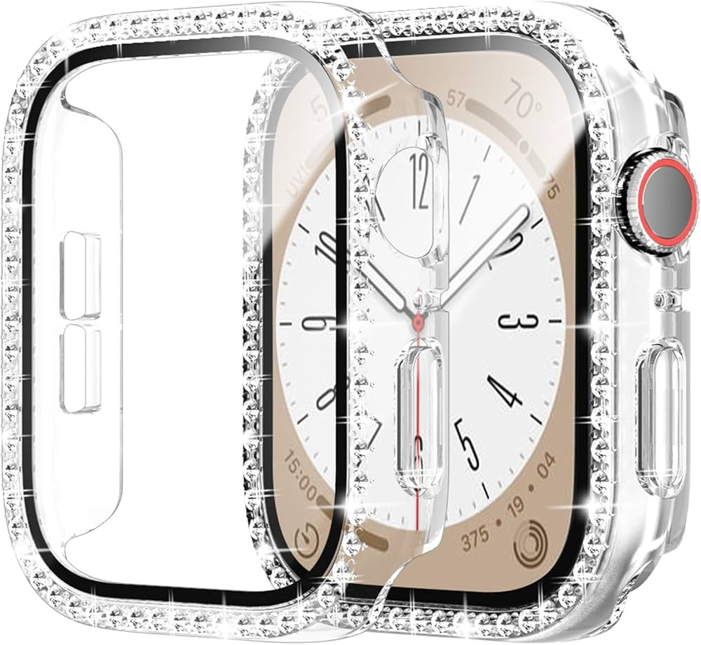 Cuteey 2 Pack Bling Case with Tempered Glass Screen Protector for Apple Watch Series 9 8 & Series... | Amazon (US)