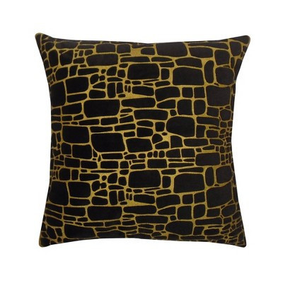 20"x20" Oversize Printed Faux Fur Square Throw Pillow Black/Gold - Edie@Home | Target