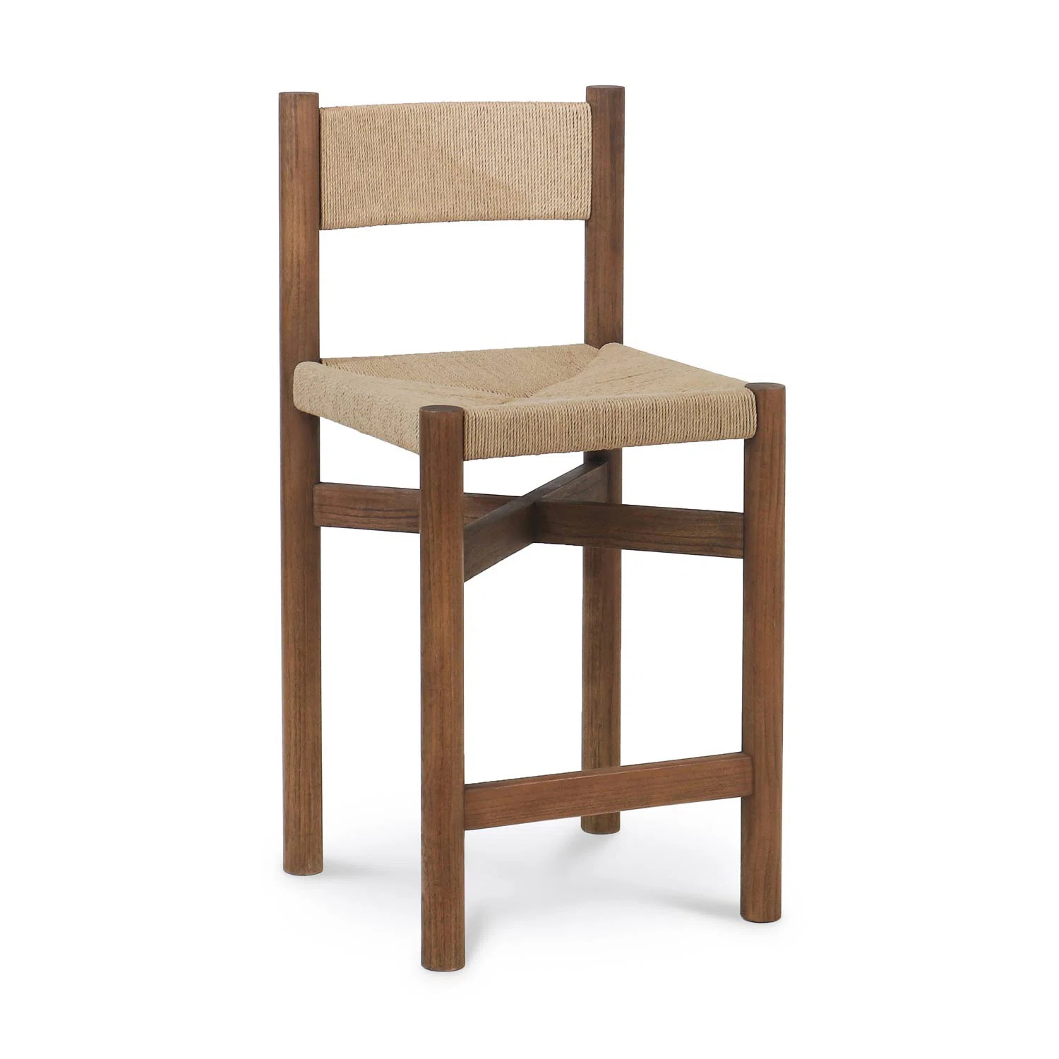 Mylan Woven-Back Counter Stool — Oak & Danish Papercord, 26" Seat | Wayfair North America