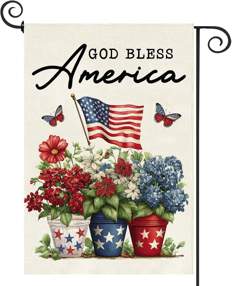 Baccessor 4th of July God Bless America Garden Flag 12.5 x 18 Inch Double Sided Burlap,Patriotic ... | Amazon (US)