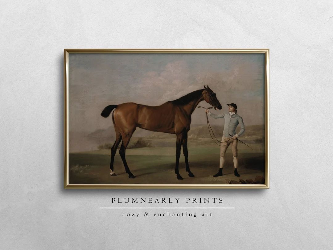 Vintage Horse Portrait Oil Painting Digital Art Print, Classic Horse & Groom Painting, Antique Eq... | Etsy (US)