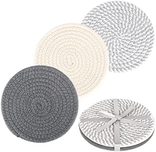 Amazon.com: KAKAMAY Pot Holders for Kitchen Trivet Set 100% Cotton Thread Weave(Set of 3),Hot Pad... | Amazon (US)