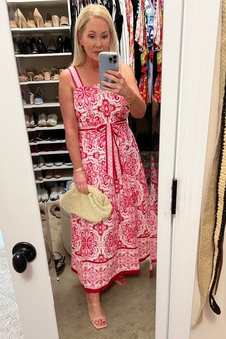 Pink print midi dress. Runs a bit large. Wearing size 6. 

#LTKFindsUnder100 #LTKSaleAlert #LTKOver40