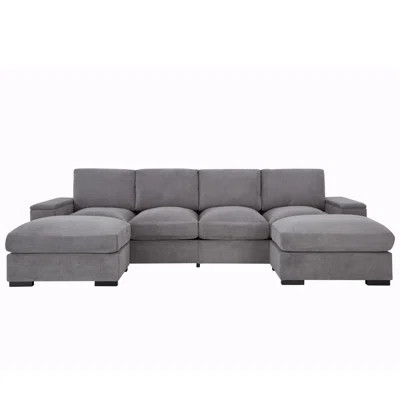 Modern Gray Sectional Sofas With Spacious Storage, Polyester Upholstered For Living Room | Wayfair North America