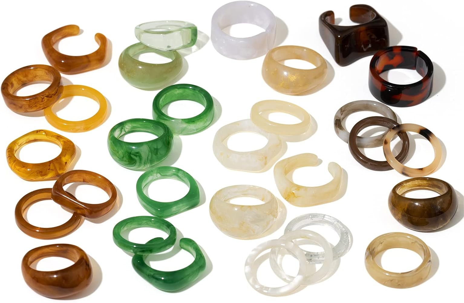 Viva Joya Resin Acrylic Plastic Knuckle Rings for Women, Chunky Trendy Colorful Stackable Jewelry... | Amazon (US)