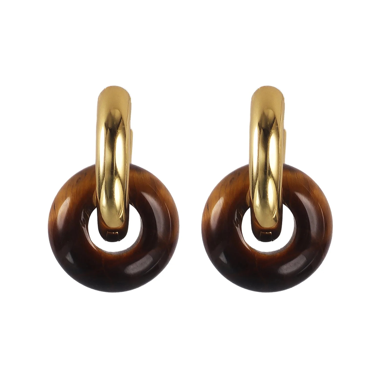 Natural Stone Earrings Hoop Dangle Earrings For Women Donut Hoops Drop Earrings Gold Plated for W... | Walmart (US)