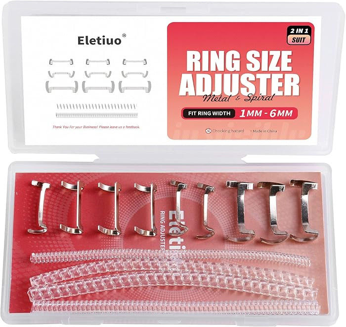 ELETIUO 13 Pack Filled Silver Metal Ring Guard with 4 Sizes Spirals,Invisible Ring Size Adjuster ... | Amazon (US)