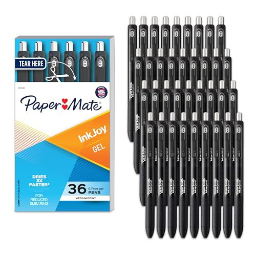 Paper Mate InkJoy Gel Pens, Retractable, Medium Point (0.7mm), Black, 36 Count - Office Supplies, Journaling, Note Taking | Amazon (US)