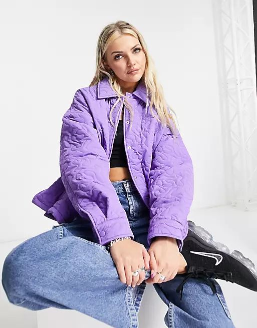 COLLUSION quilted padded shacket in lilac | ASOS (Global)