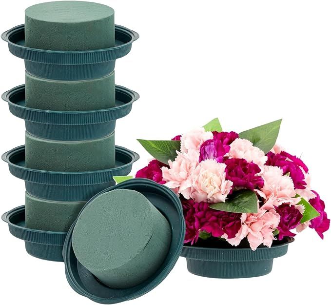 Juvale 6 Pack Wet Floral Foam Round with Bowls for Flowers Arrangements, Wedding Centerpieces (4.... | Amazon (US)