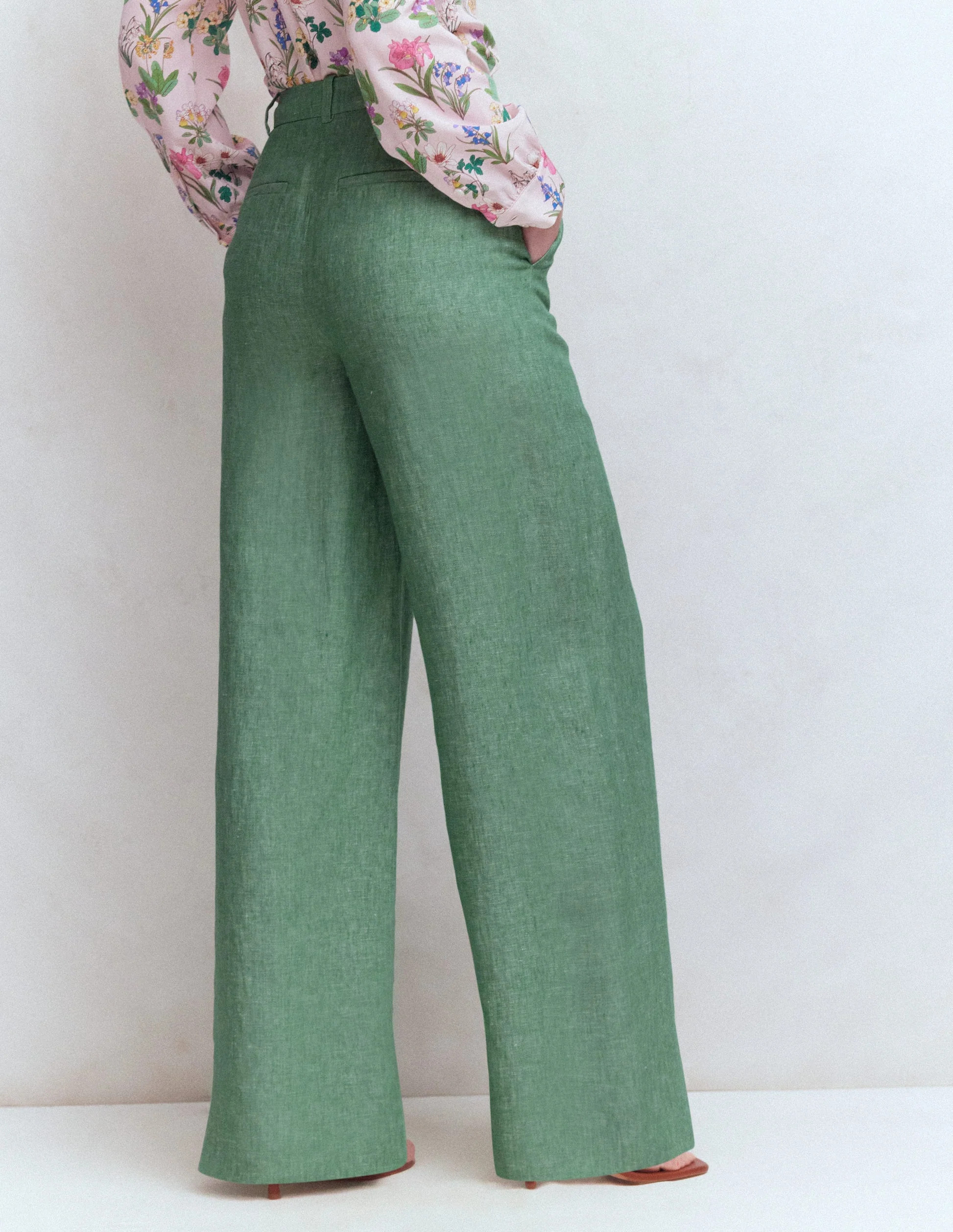 Belgravia Linen Pants-Aloe Green Chambray | Boden (US)