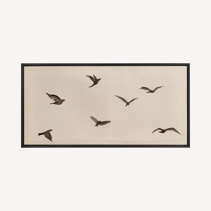 Black birds on linen framed art | Bouclair