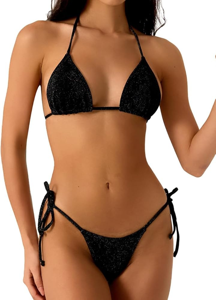 Bikini Sets Women Thongs Cheeky Two Piece Swimsuit Sexy Swimwear Triangle Cute Bathing Suit Strin... | Amazon (US)