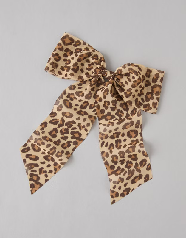 AE Drapey Leopard Bow Clip | American Eagle Outfitters (US & CA)