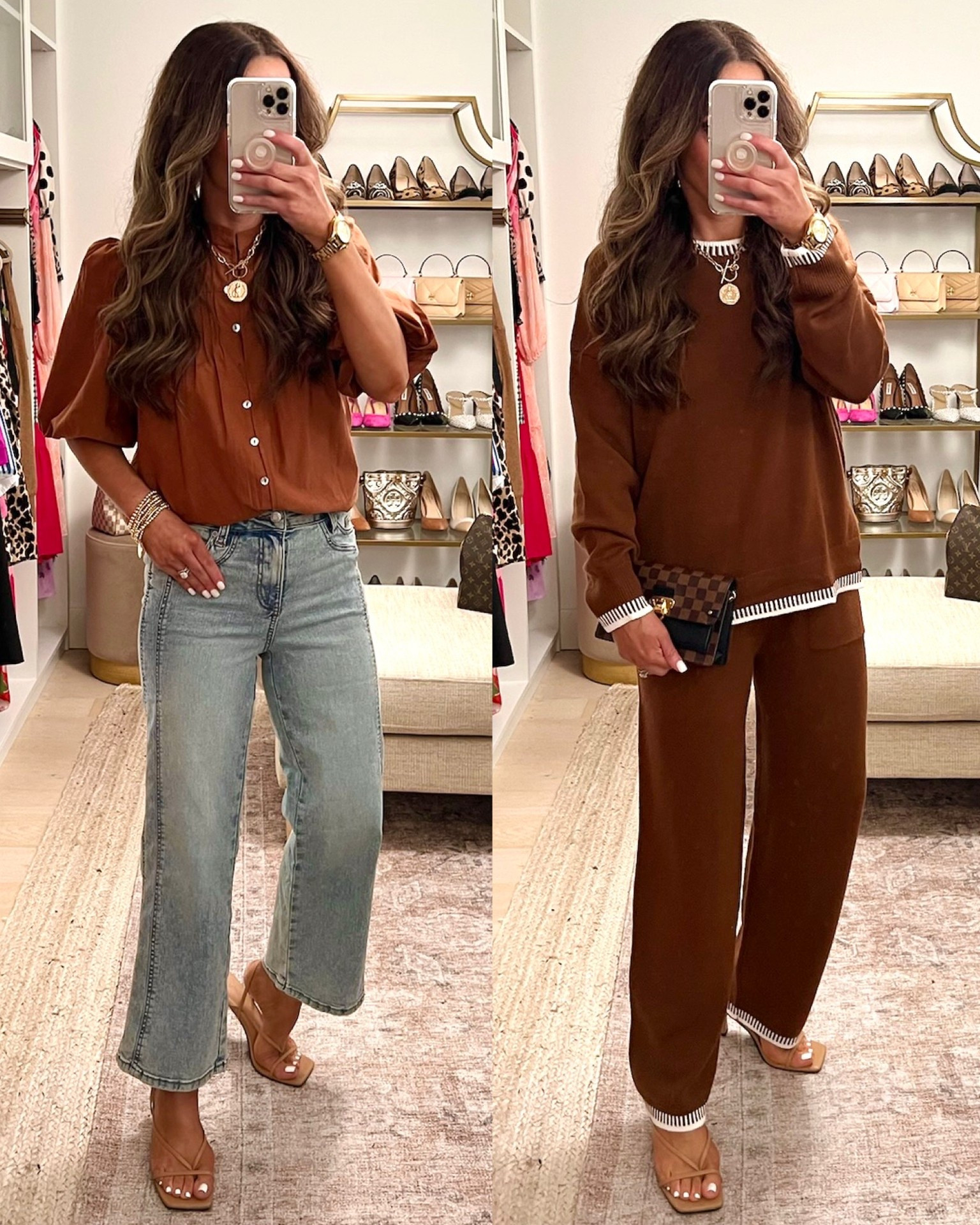 Wearing size S in top, size S in pant set and size 2 in jeans. 5’5 for reference 