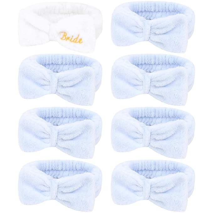 Semato Bachelorette Party Favor Set - Bride & Bridesmaid Spa Headbands (1 Bride + 7 Blue) | Amazon (US)