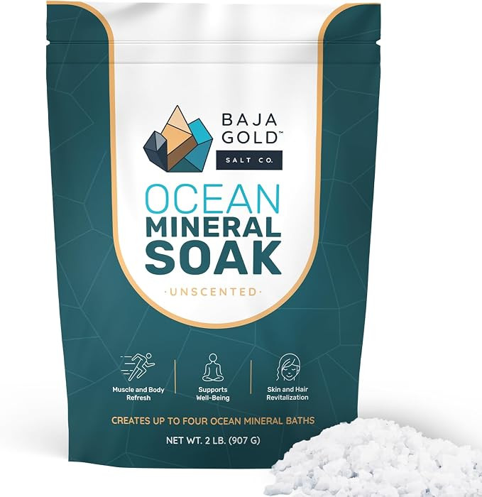 Baja Gold Ocean Mineral Soak- Organic Epsom Salt Bath Soak for Relaxation & Skin - Magnesium Flak... | Amazon (US)
