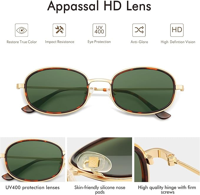 Retro Oval Sunglasses for Women Men Trendy Round Y2k Sunnies AP3681 | Amazon (US)