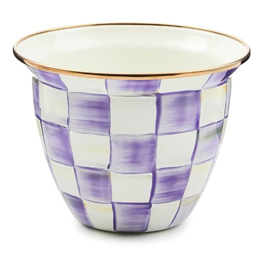 MACKENZIE-CHILDS Flowerpot, Decorative Garden Pot for Growing Plants, Large, Purple-and-White Violet Check | Amazon (US)