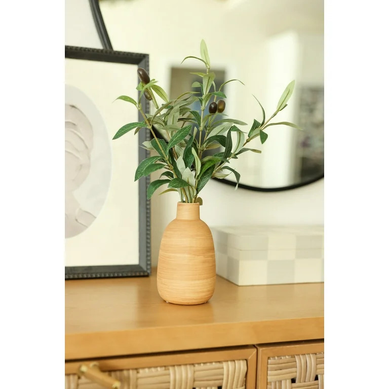 Mainstays 15\u201d Artificial Olive Plant in Wood Finish Ceramic Vase | Walmart (US)