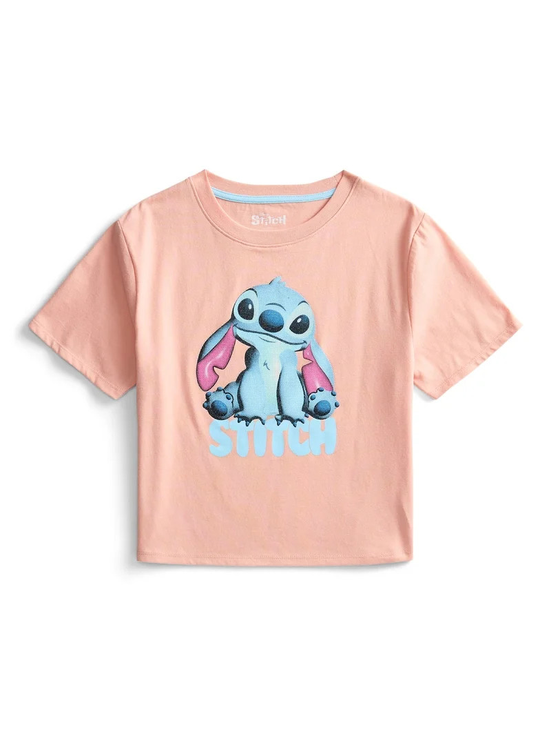 Stitch Girls Embellished Graphic Tee with Short Sleeves, Sizes 4-16 | Walmart (US)