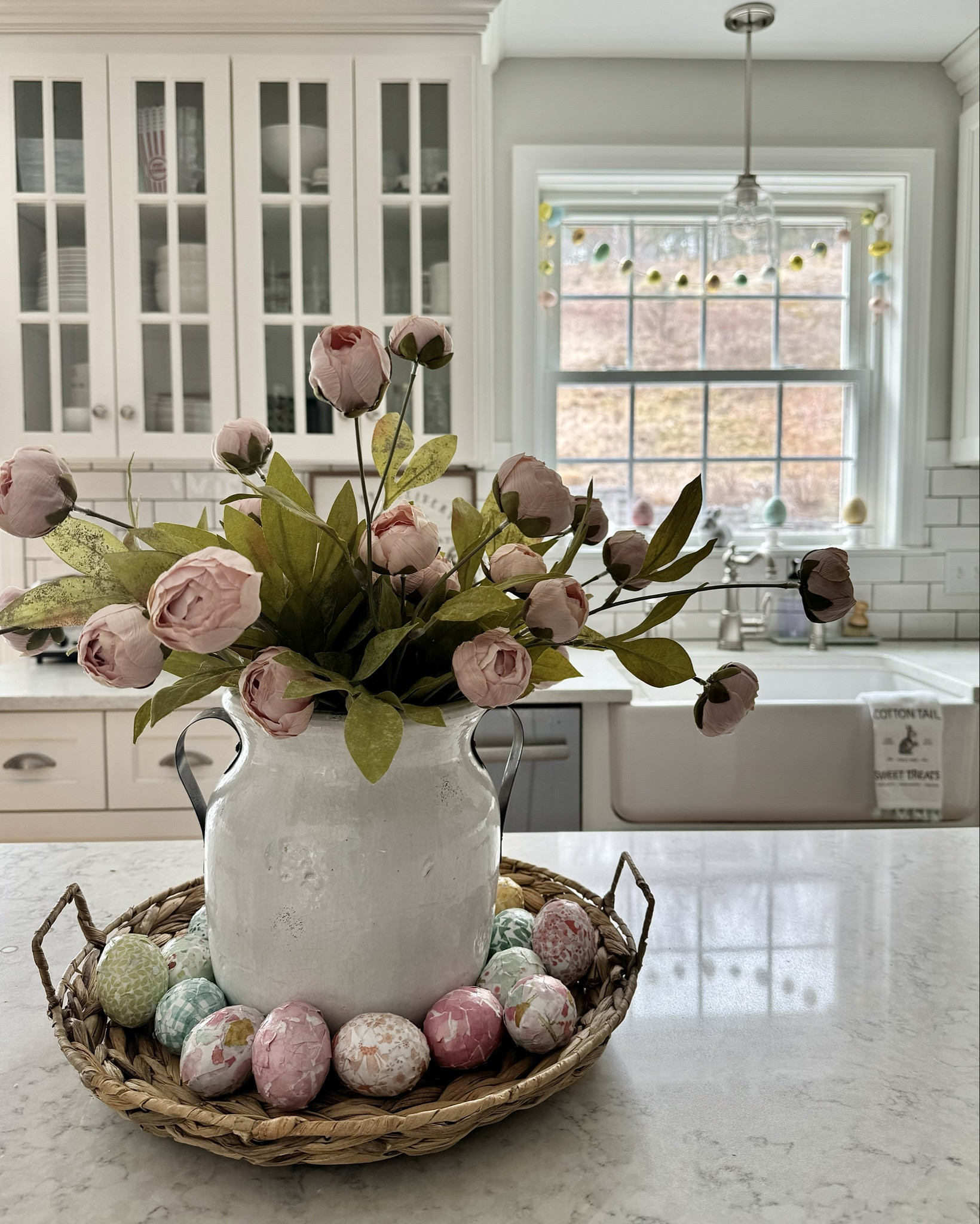Kitchen style for spring! These peony stems need another moment! Still obsessed with the viral blooms

Kitchen design | Kitchen decor | kitchen island | centerpiece | faux florals | white kitchen | countertop decor 

#LTKstyletip #LTKhome #LTKSeasonal