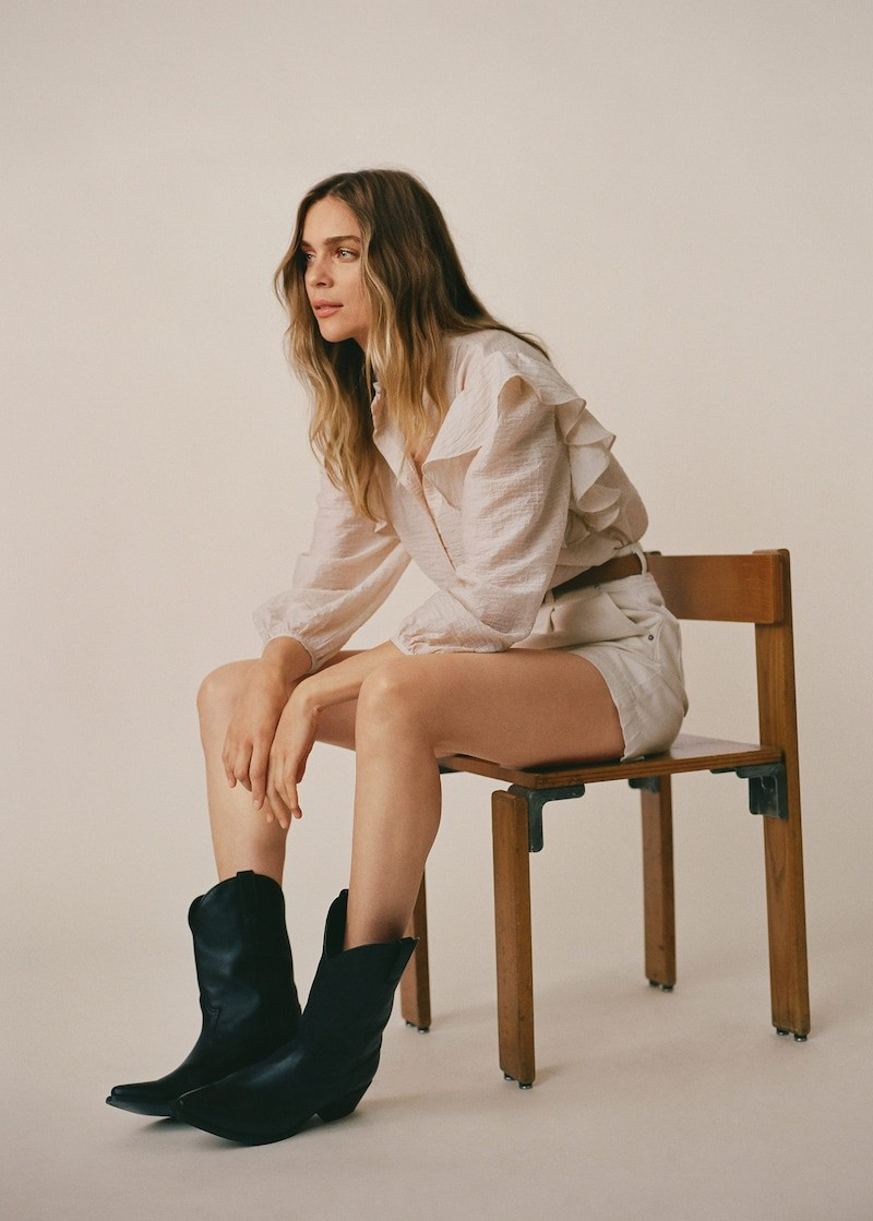Leather cowboy ankle boots | MANGO (UK)