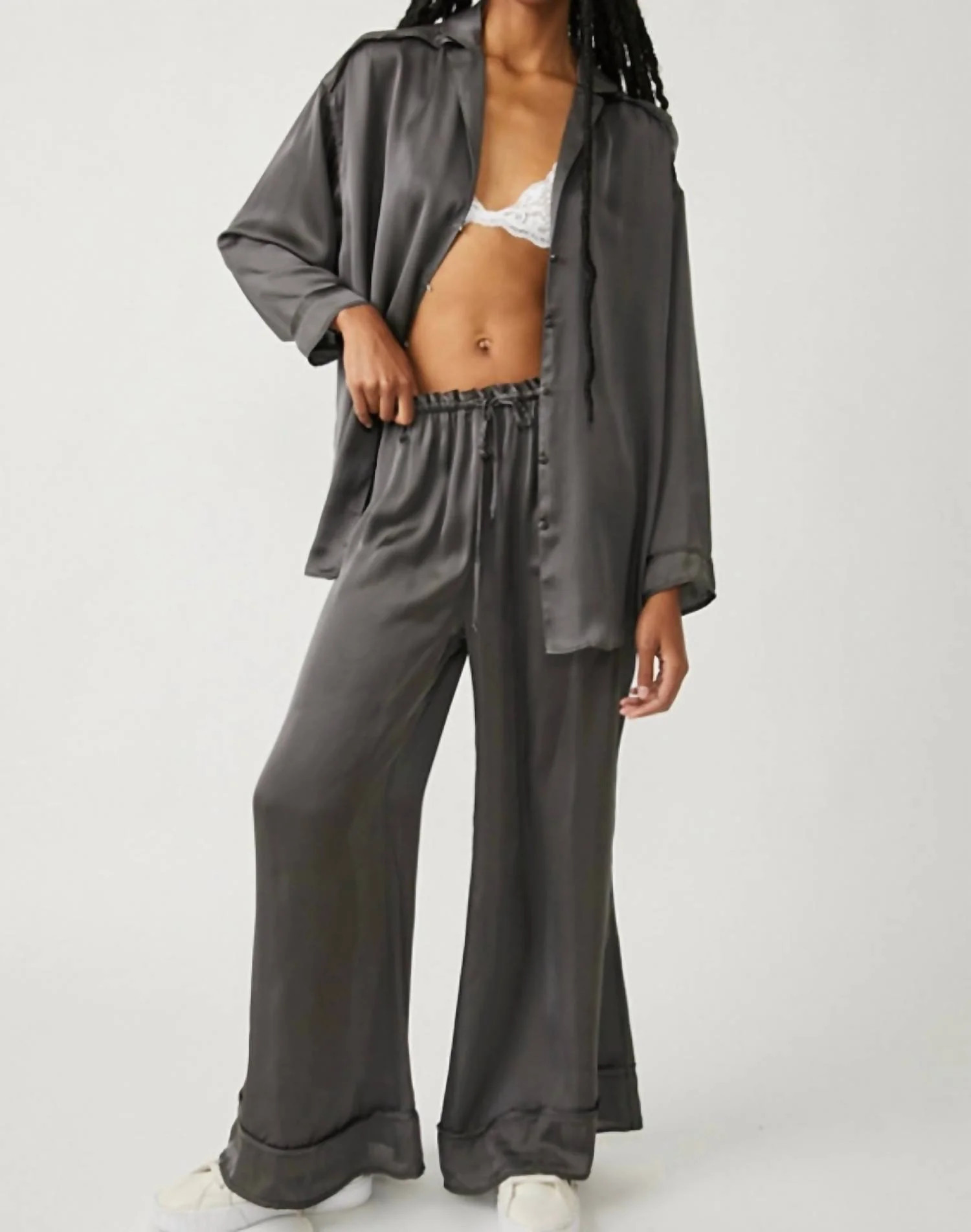 Dreamy Days Solid Pajama Set In Washed Black | Shop Simon