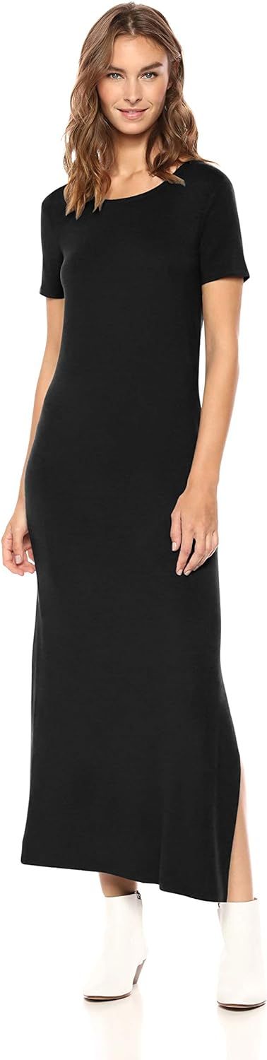 Daily Ritual Women's Jersey Standard-Fit Crewneck Short Sleeve Maxi Dress with Side Slit | Amazon (US)