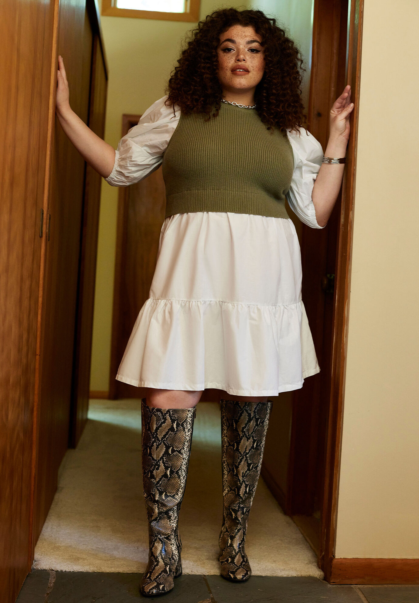 ELOQUII Elements Twofer Poplin Dress With Sweater | Eloquii