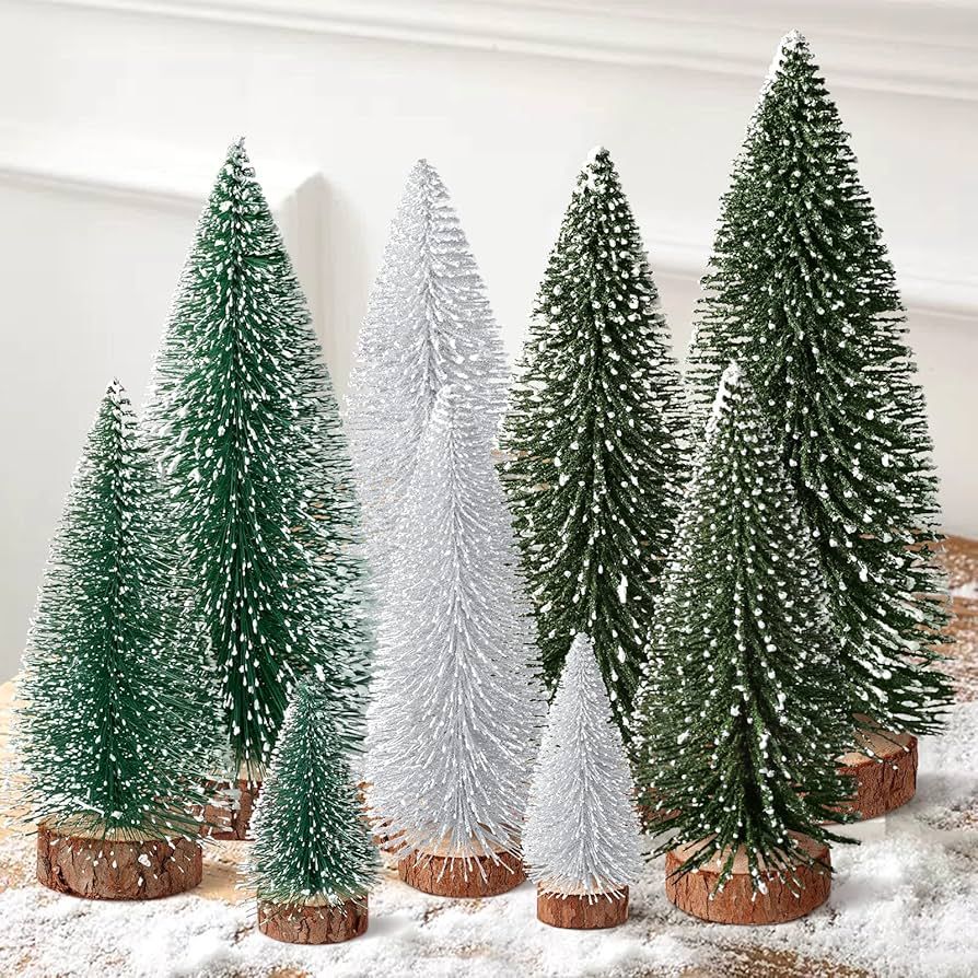 9Pcs Mini Christmas Trees Christmas Decor Artificial Christmas Decorations with 4 Sizes, Christma... | Amazon (US)