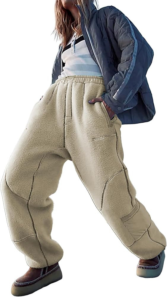 Yeokou Womens Snow Ski Pants Sherpa Fleece Lined Sweatpants Outdoor Slopes Pockets Relaxed Winter... | Amazon (US)