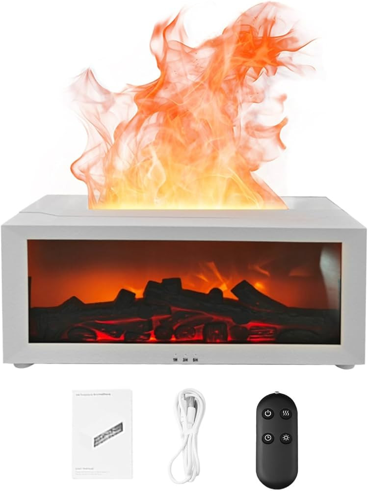 3D Flame Fireplace Humidifier Quiet Aroma Diffuser with Controller 150ml Essential Oil Diffuser C... | Amazon (US)