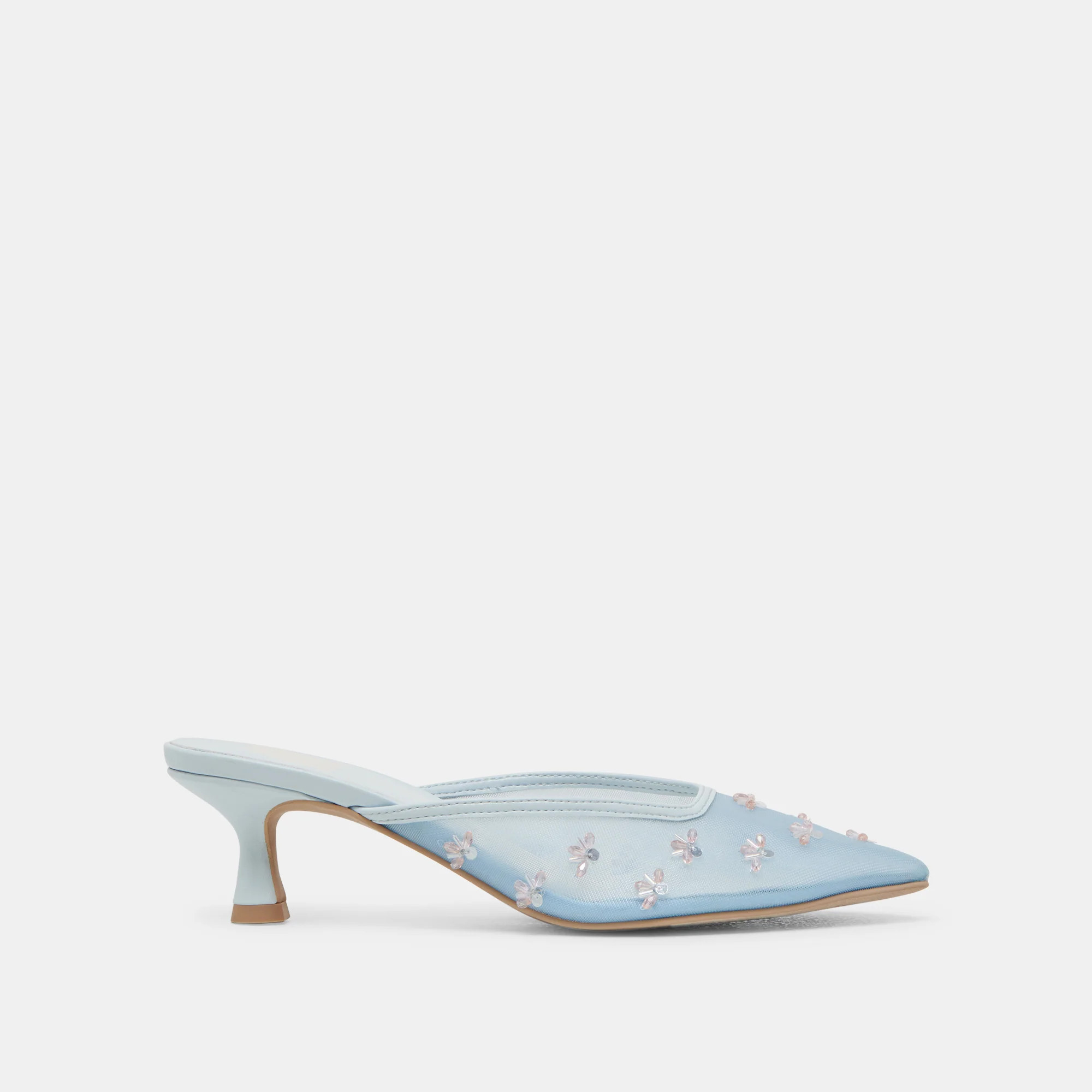 Clara Heels Ice Blue Mesh | DolceVita.com