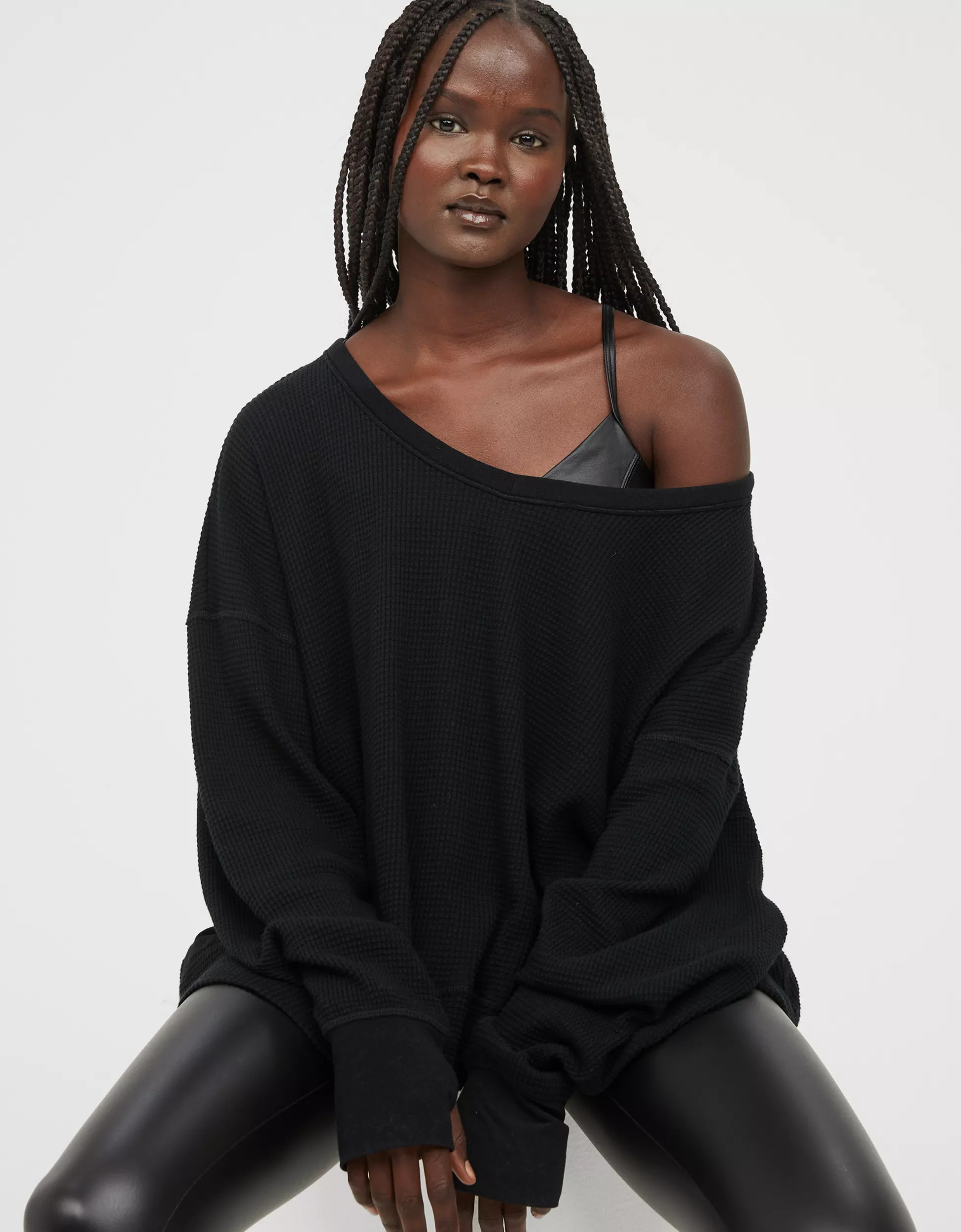 OFFLINE By Aerie Wow! Waffle Oversized T-Shirt | Aerie