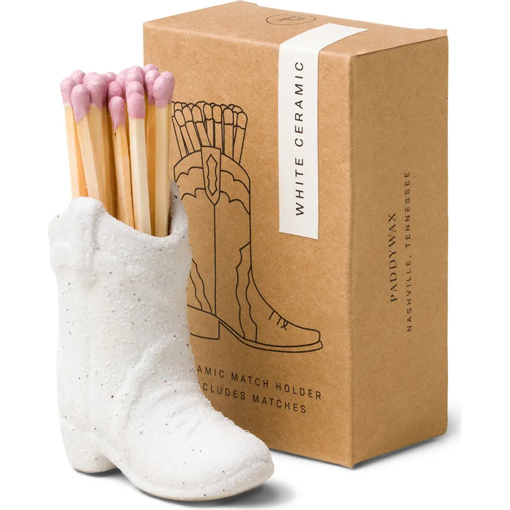 Paddywax Cowboy Boot Match Holder in White at Nordstrom | Nordstrom