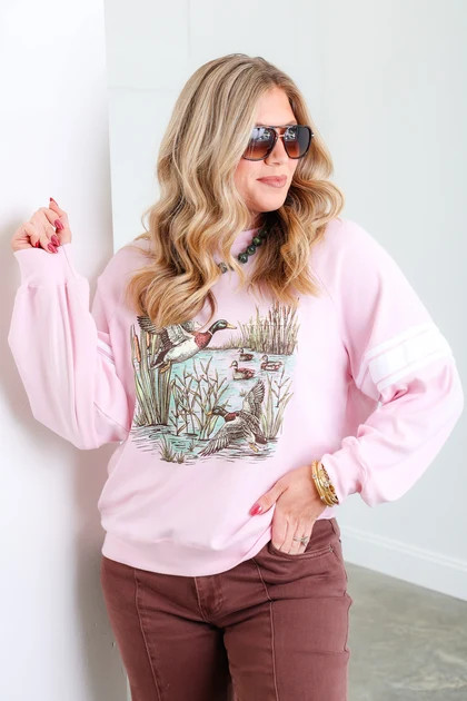 Mallard Duck Light Pink Long Sleeve Tee | The Willow Tree
