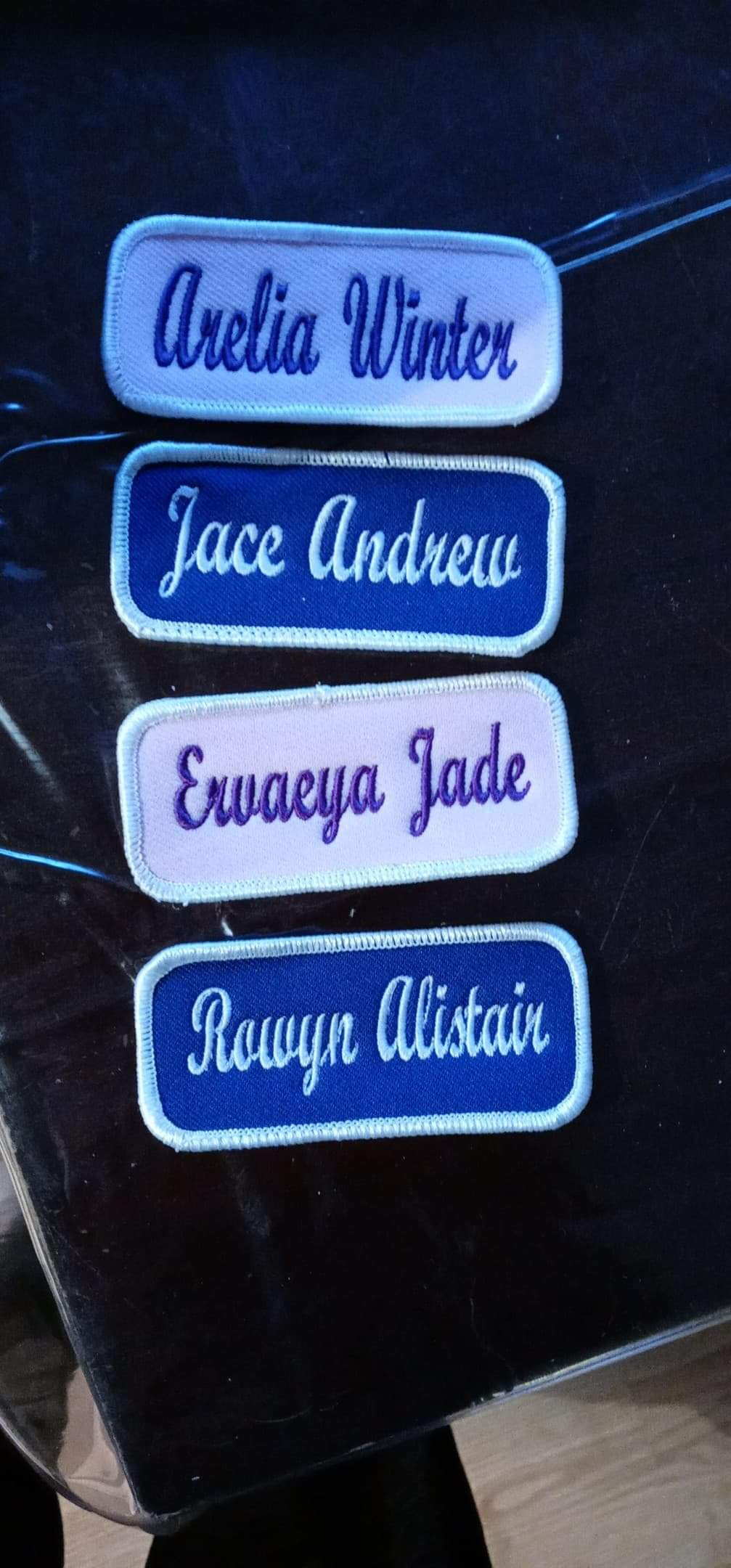 Uniform Work Shirt Patch Customized Embroidered Blue Border with White, Sew on | Amazon (US)