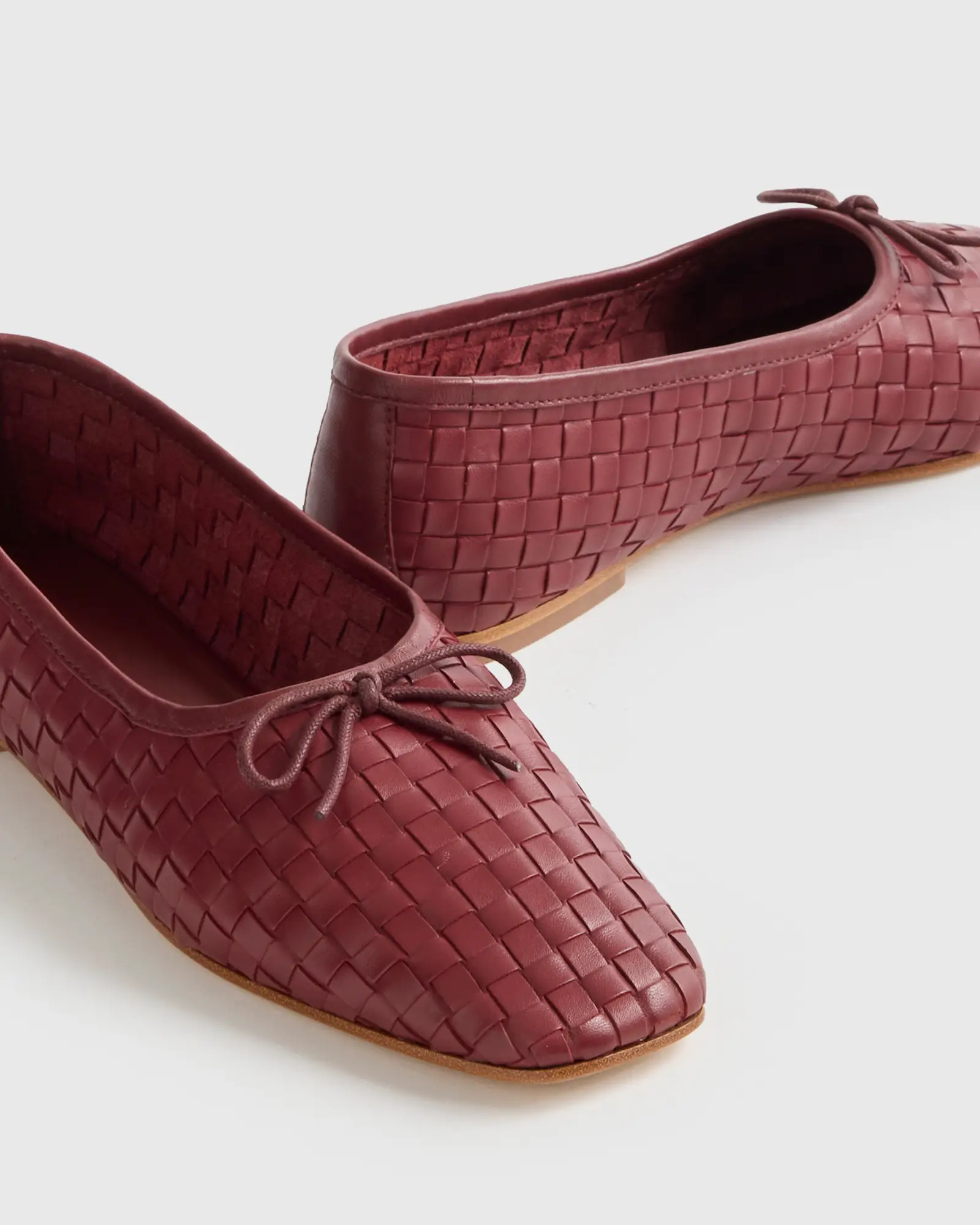 Italian Leather Handwoven Square Toe Ballet Flat | Quince