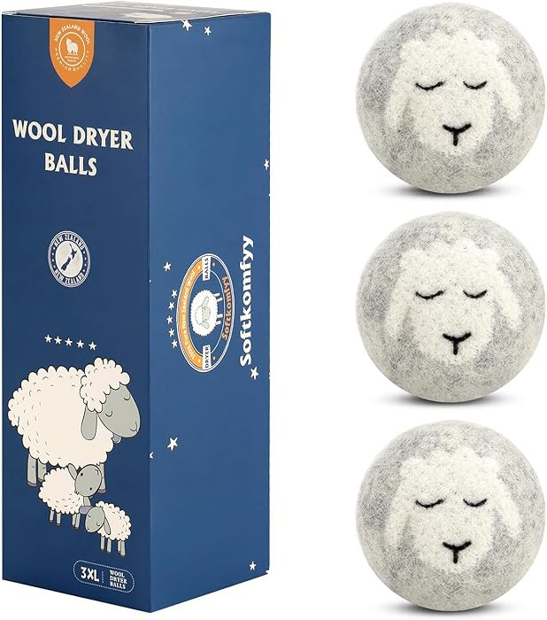 Wool Dryer Balls Handmade 3 Pack XL,Organic Laundry Dryer Balls,100% New Zealand Wool Natural Fab... | Amazon (US)
