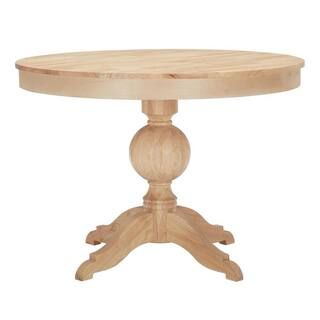 StyleWell Unfinished Wood Round Pedestal Table for 4 (42 in. L x 29.75 in. H) T-01 - The Home Dep... | The Home Depot