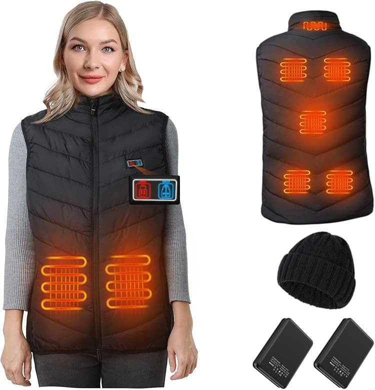 QTREE intelligence Women heated vest with 2pack 10000mAh Power Bank, 2 Button Control Rechargeabl... | Amazon (US)