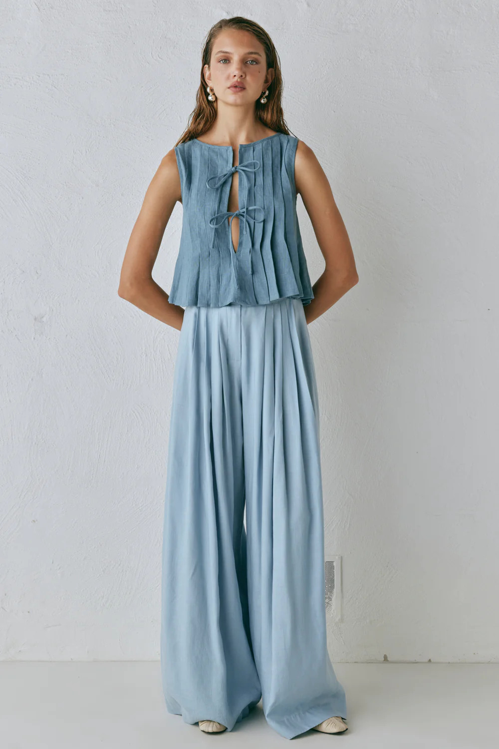 Valeria Linen Top Lake | VRG Grl